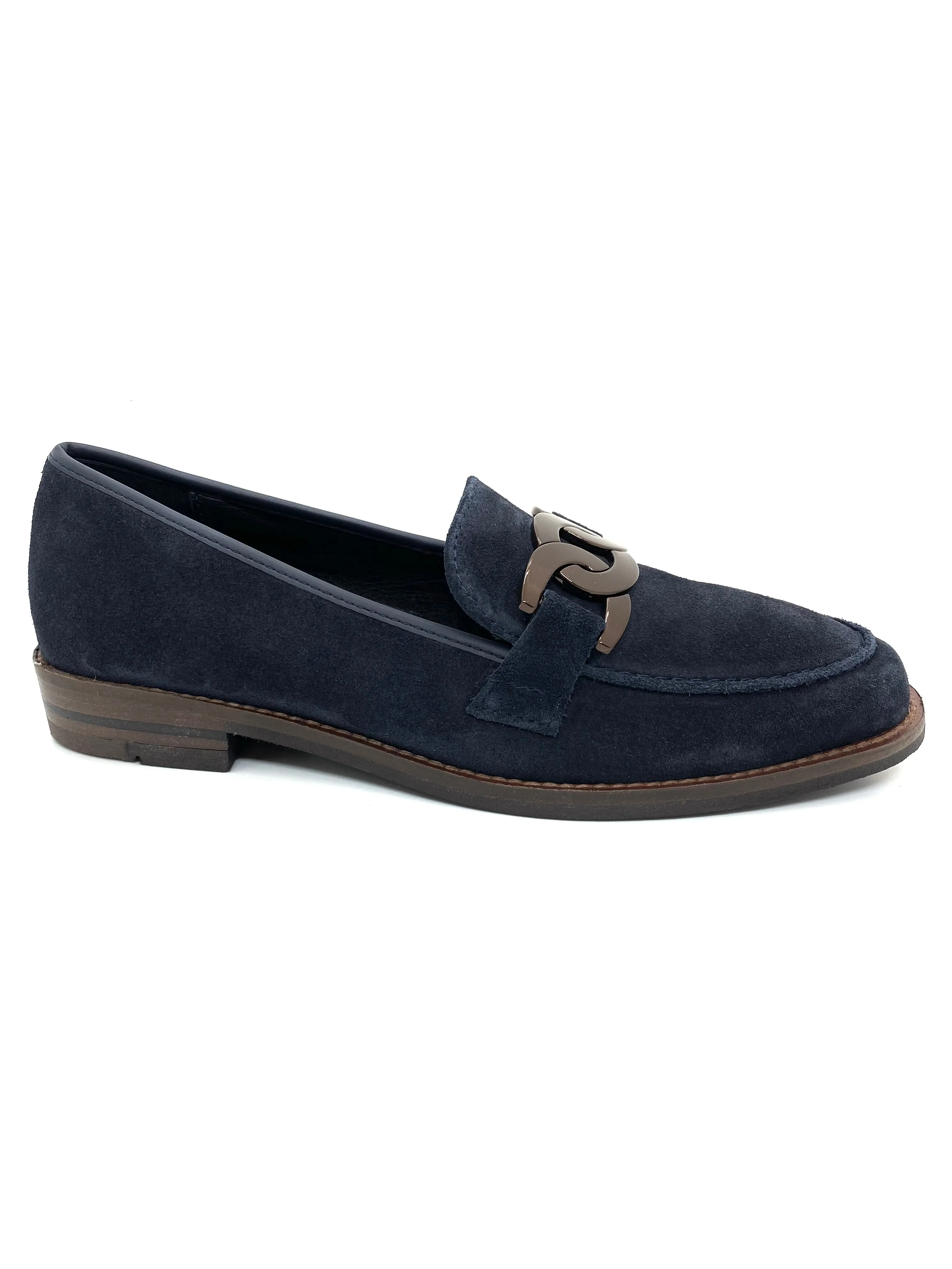 Ara Ladies Kent Buckle Trim Suede Loafer