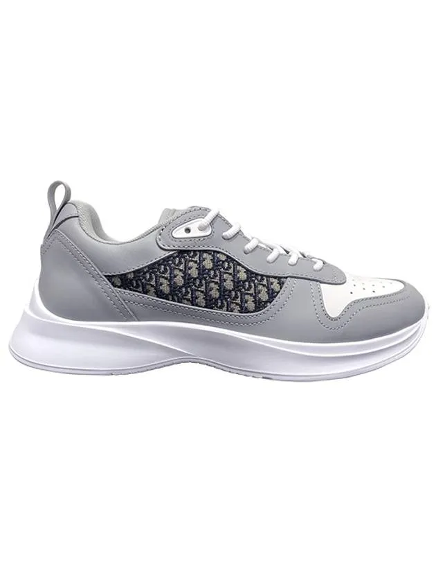 B25 Runner Smooth Calfskin Oblique Jacquard Low Top Sneakers White Grey