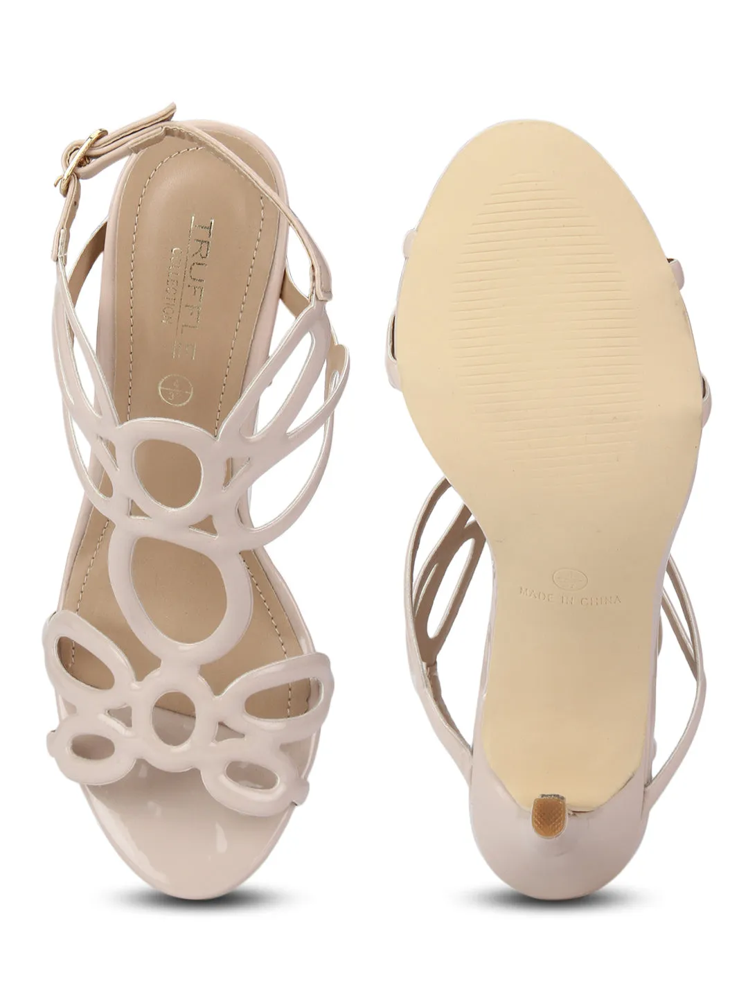 Beige PU Strappy Stilettos