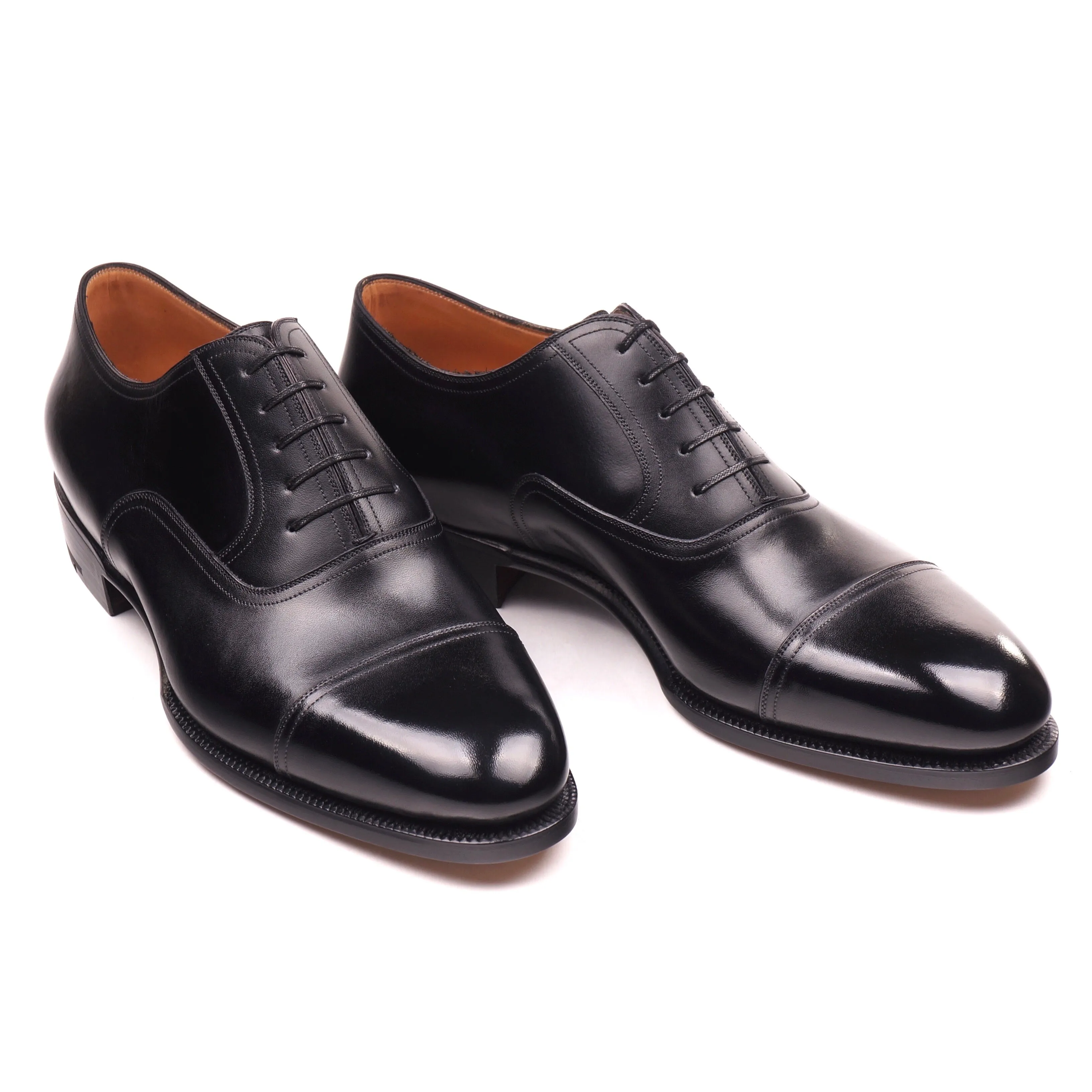 Black Calf Cap Toe Oxfords