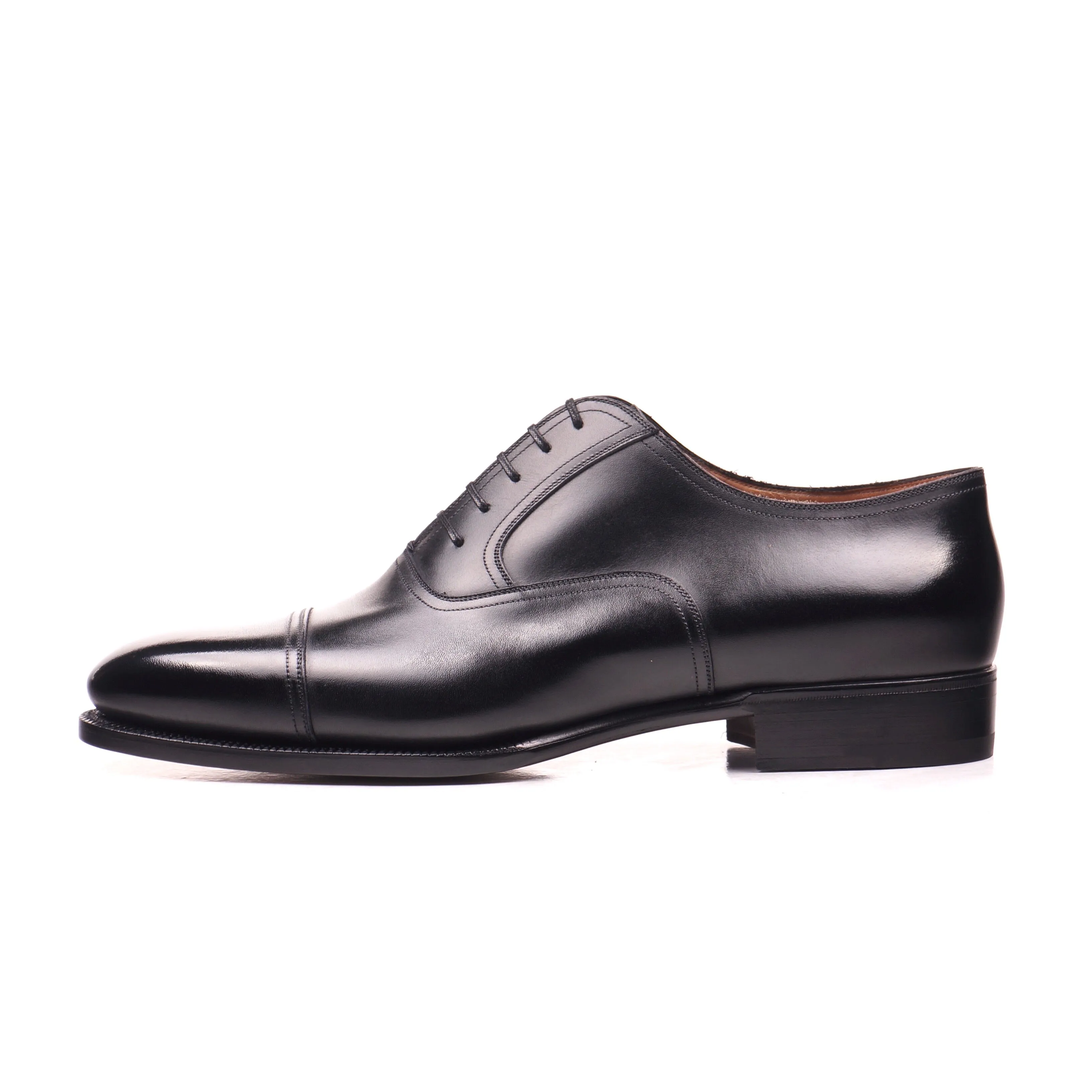 Black Calf Cap Toe Oxfords