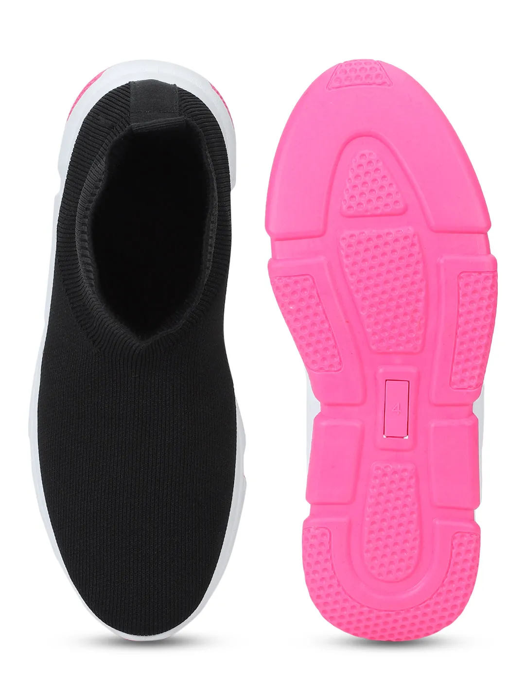 Black Fuschia Slip-On Sneakers (TC-RS3440-BLKFUC)