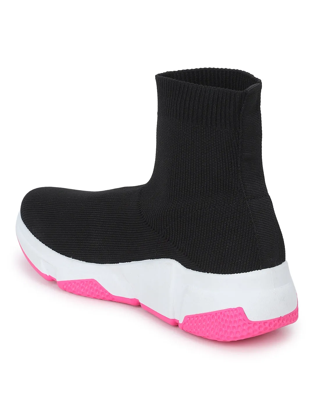 Black Fuschia Slip-On Sneakers (TC-RS3440-BLKFUC)