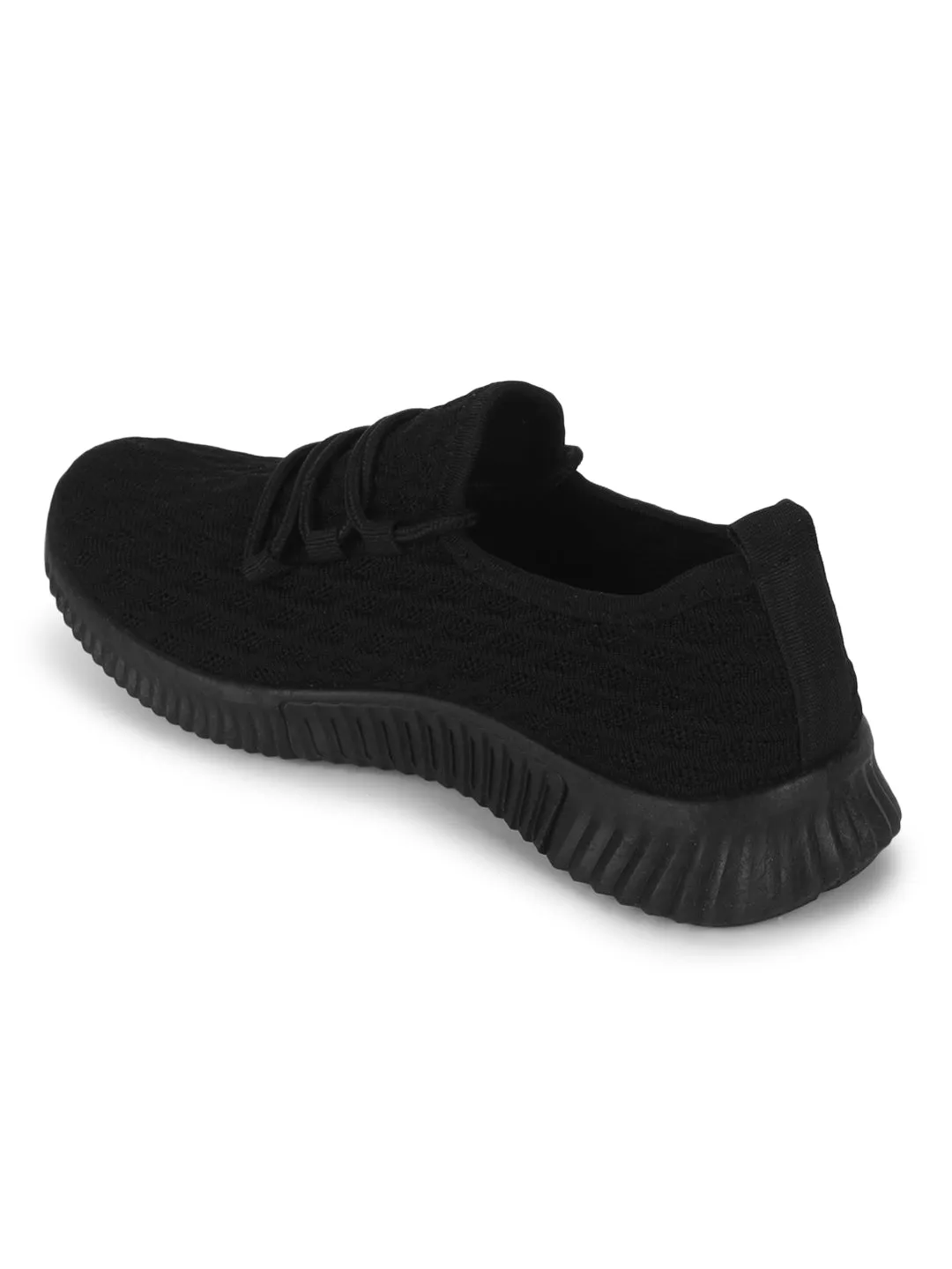 Black Knitted Slip On Sneakers