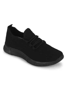 Black Knitted Slip On Sneakers