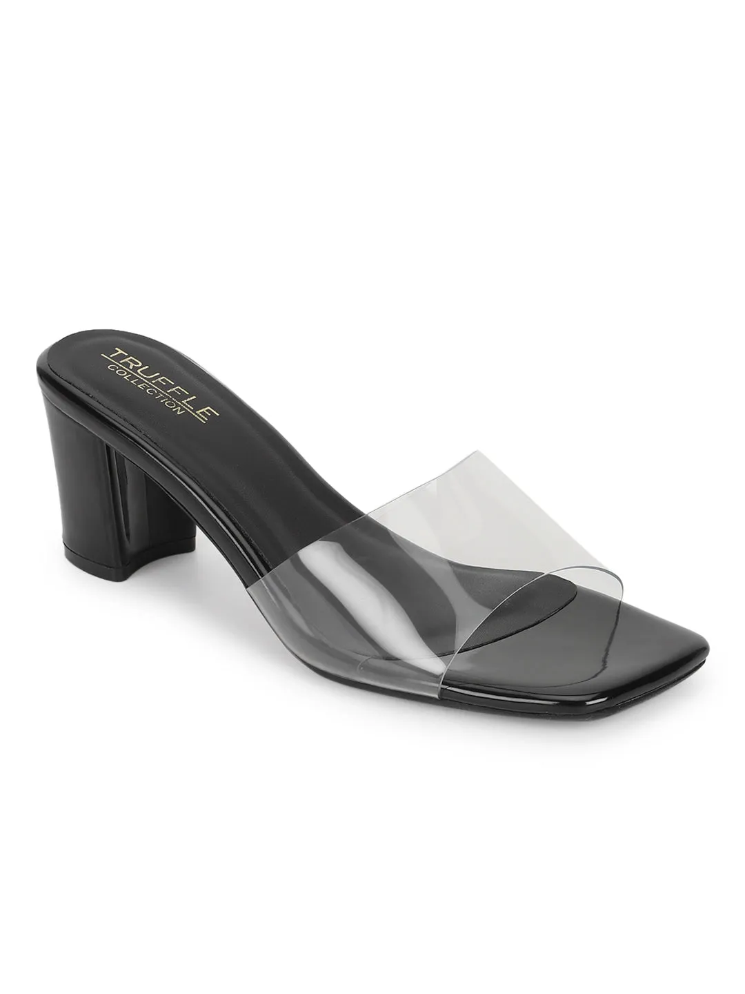 Black Patent Perspex Block Mules (TC-ST-1347-BLKPAT)