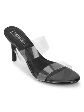 Black Patent Perspex Clear Stiletto Mules