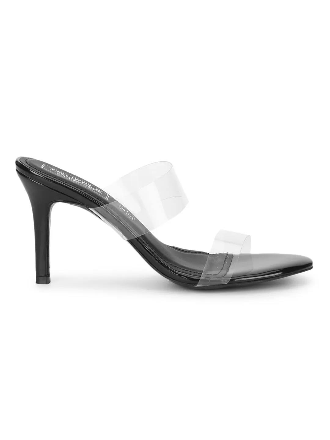 Black Patent Perspex Clear Stiletto Mules