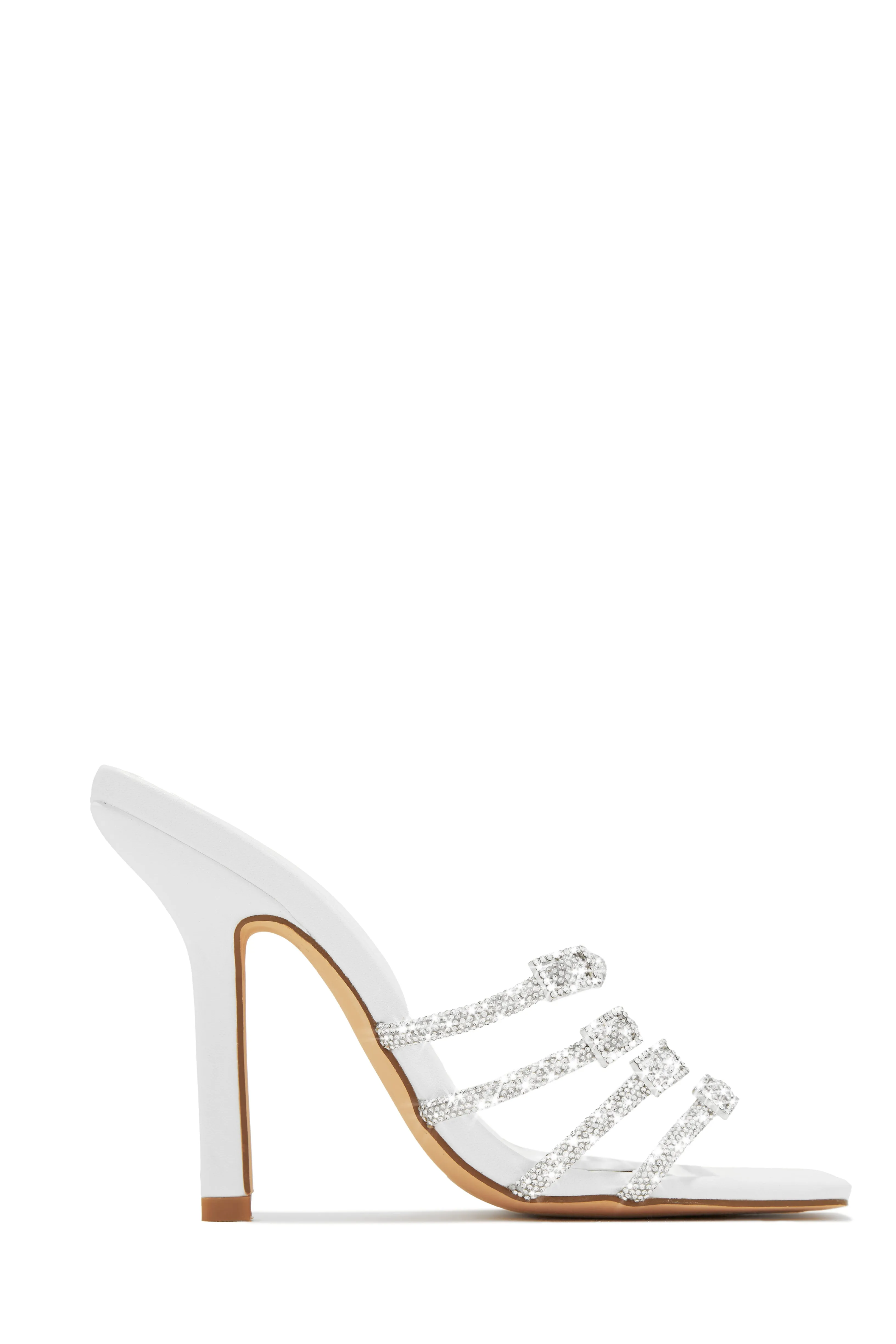 Champagne Taste Embellished High Heel Mules - Nude