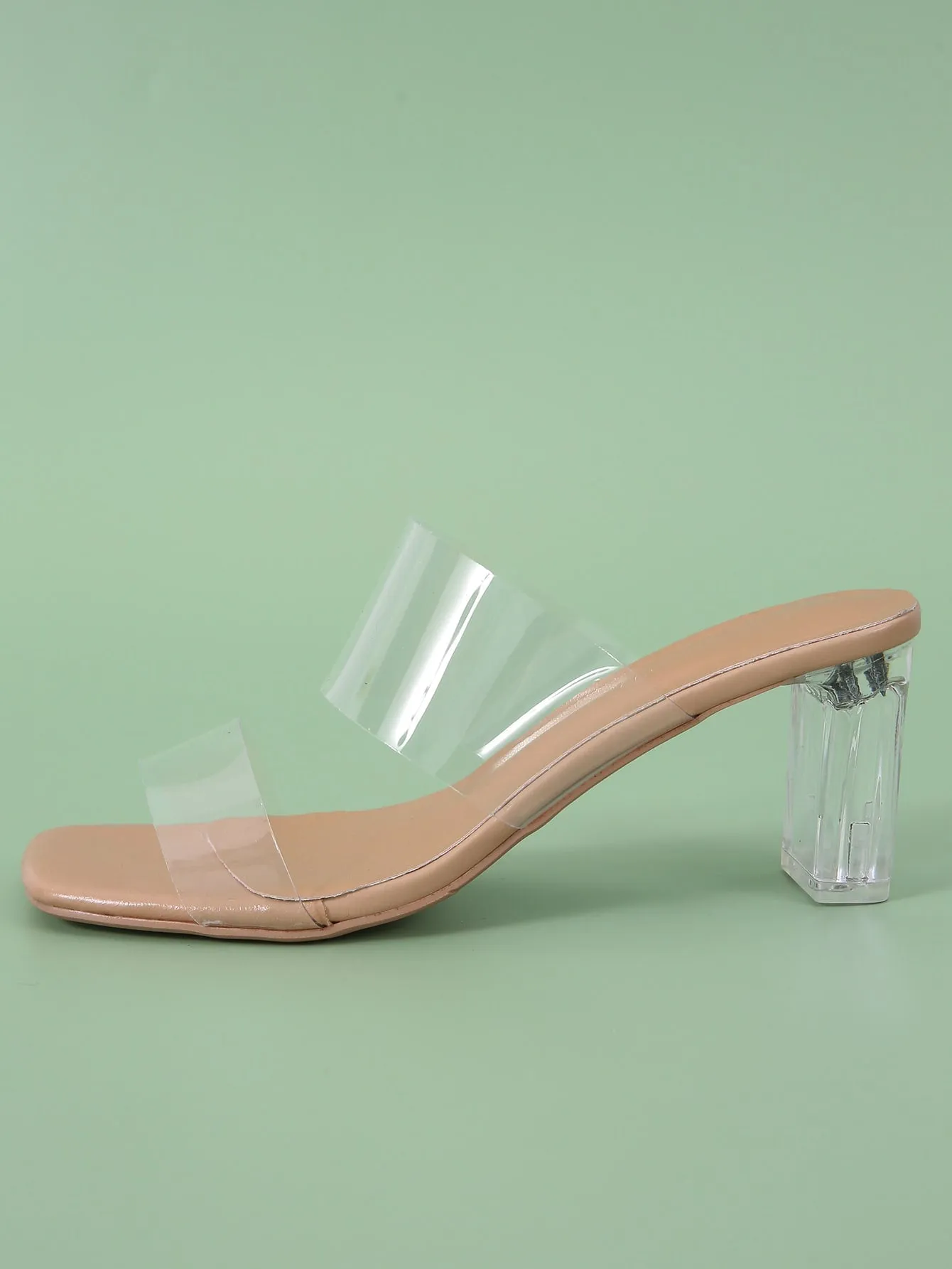 Clear Minimalist Chunky Mules