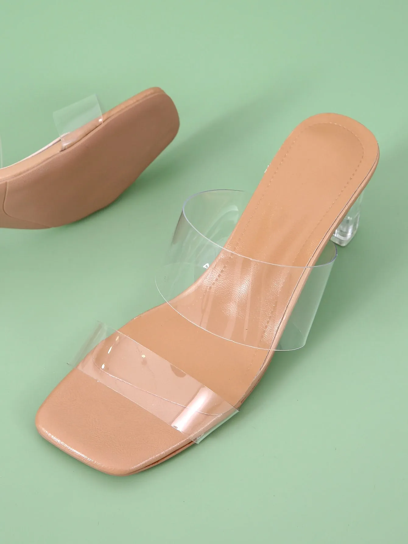 Clear Minimalist Chunky Mules