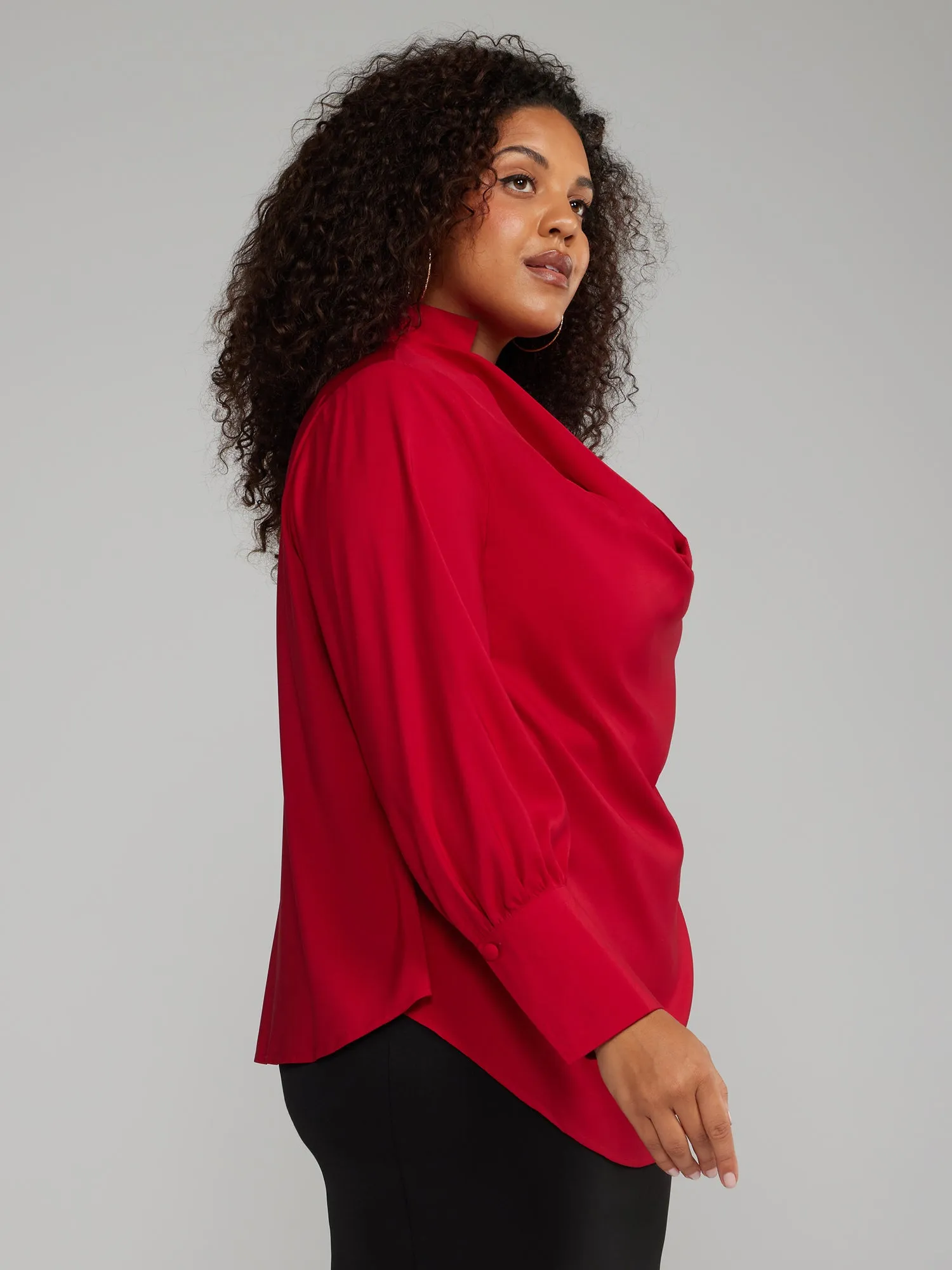 Cowl Neck Blouse with Detachable Necklace