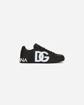 D&G Calfskin Portofino 'Black/White' sneakers