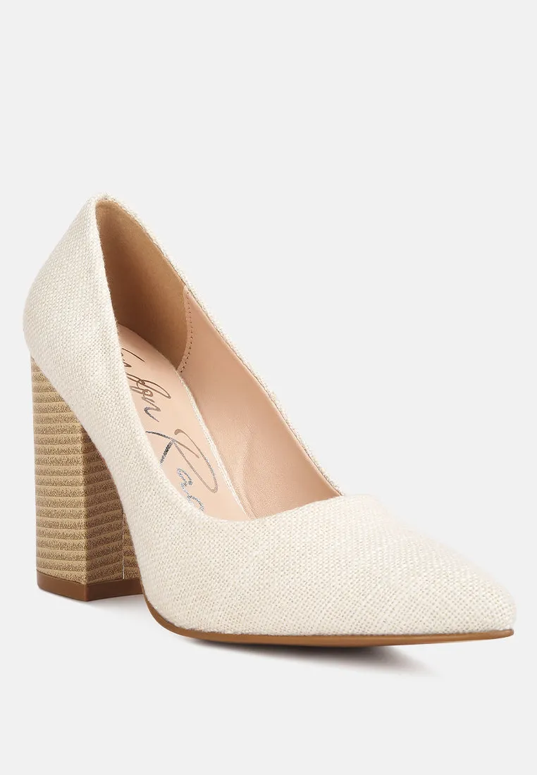 Elsie Canvas Block Heel Pumps