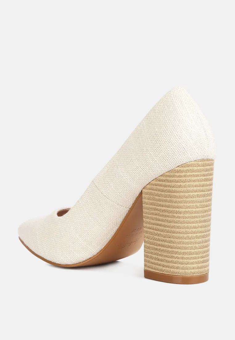 Elsie Canvas Block Heel Pumps