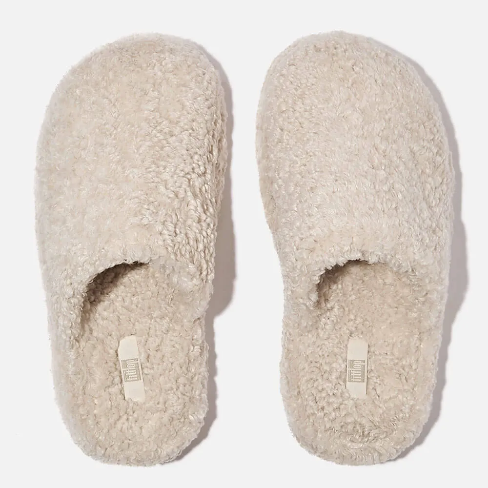 FitFlop Iqushion D-Luxe Teddy Slipper Mules - Milk Ice