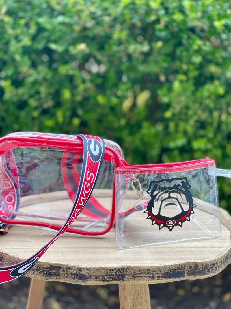 Georgia Bulldog Clear Wristlet