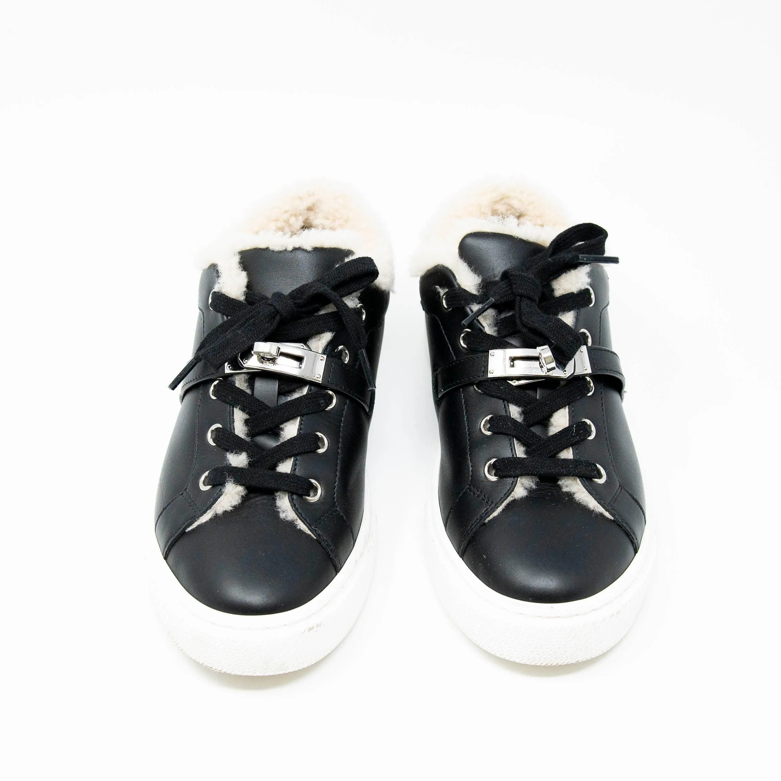 Hermes Noir Shearling Day Sneakers 36.5