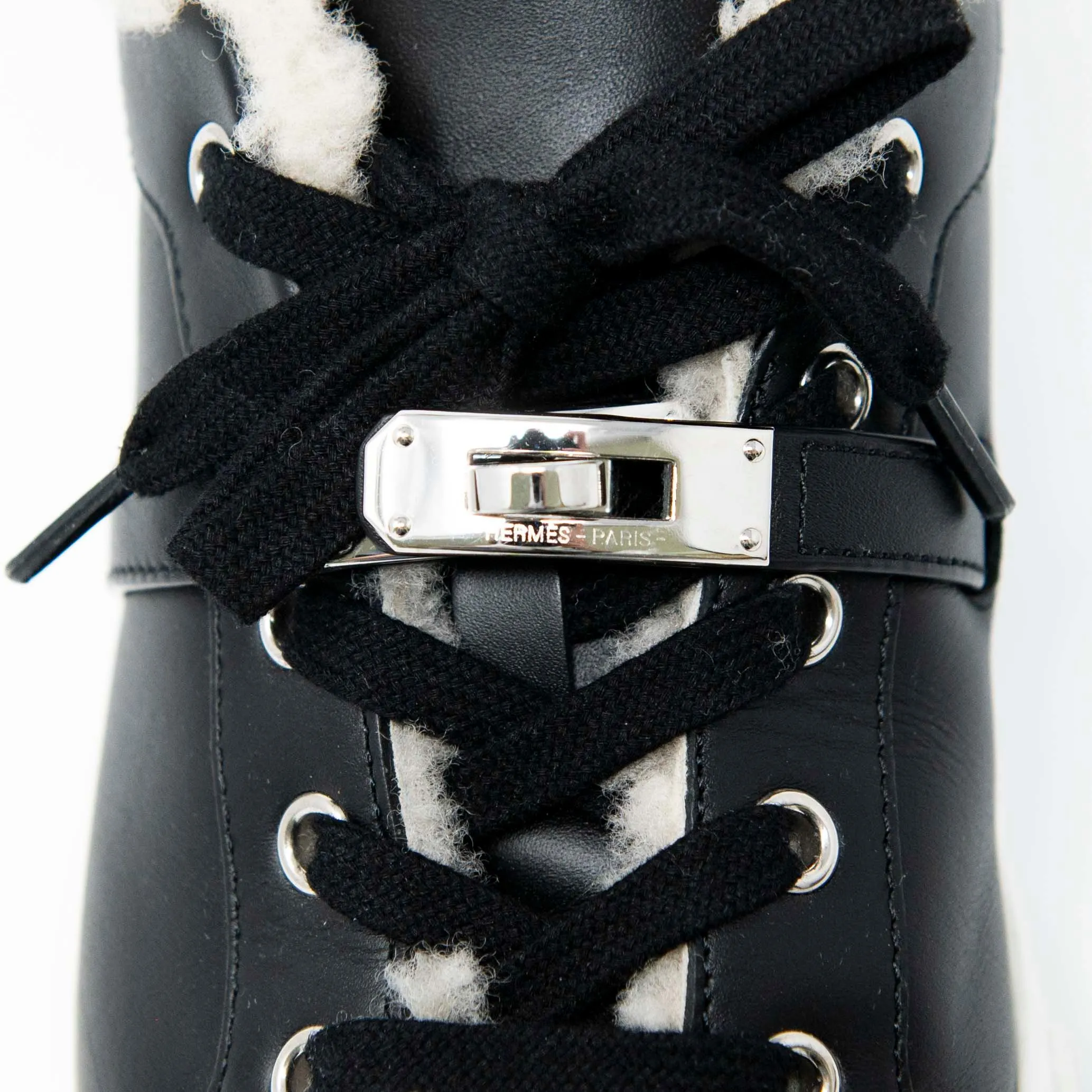 Hermes Noir Shearling Day Sneakers 36.5