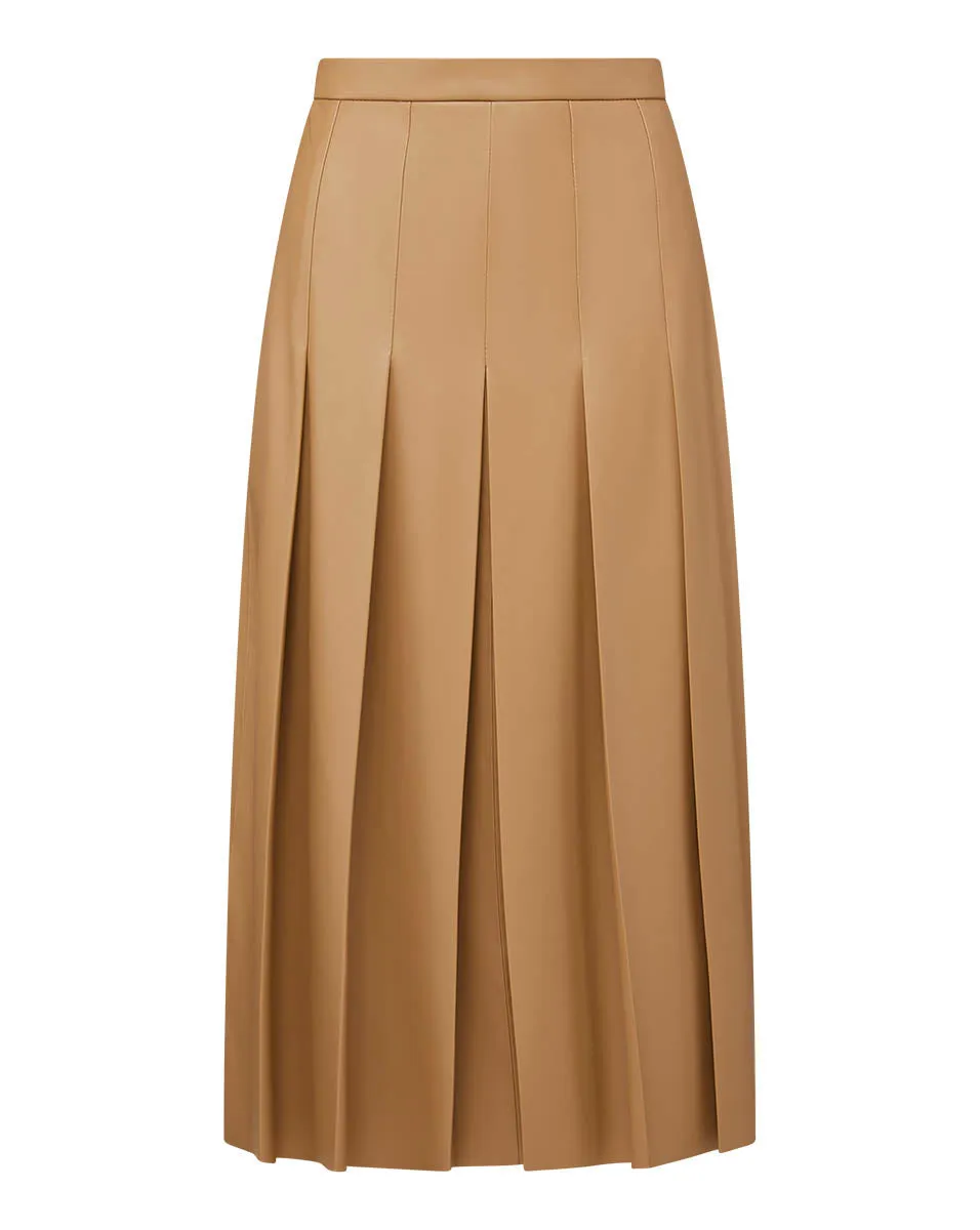 Herson Vegan Leather Pleated Midi Skirt