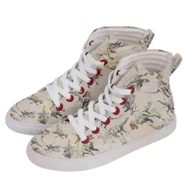 Jurassic Blossom Women’s Hi-Top Skate Sneakers Dinostaur Exclusive Print