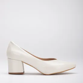 Mariam - Ivory Block Heel Stiletto