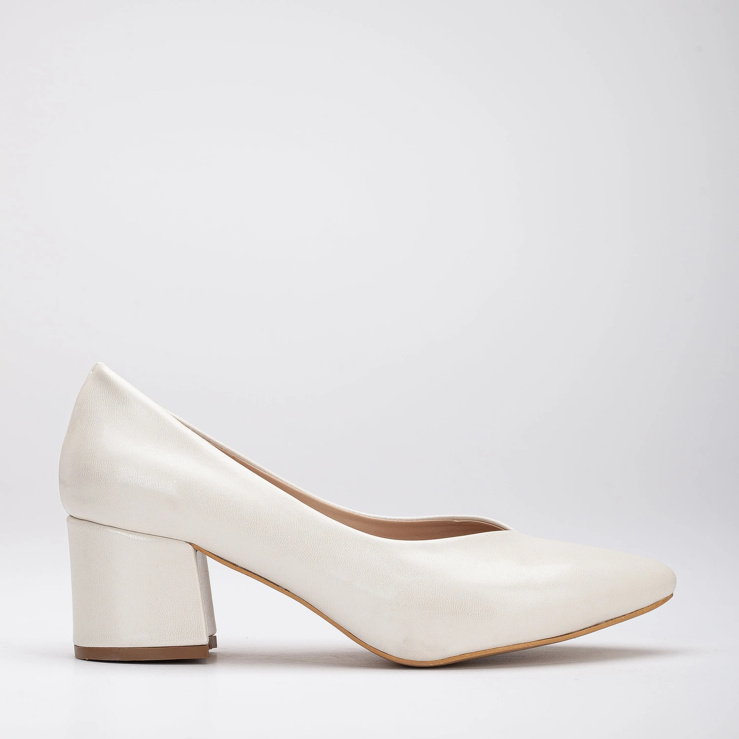 Mariam - Ivory Block Heel Stiletto