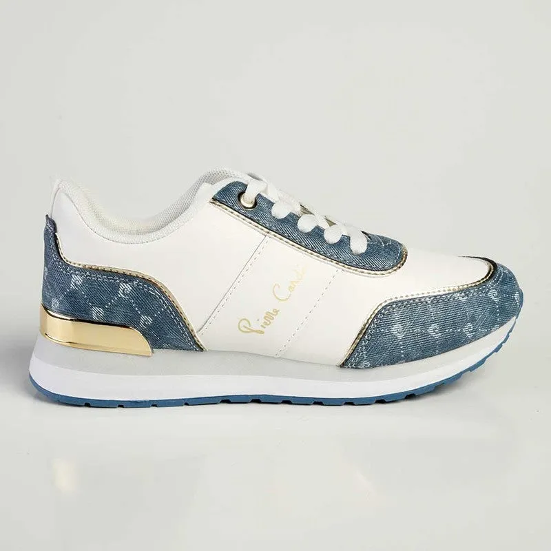 Pierre Cardin Cassis 4 Lace Up Sneaker- White/Denim