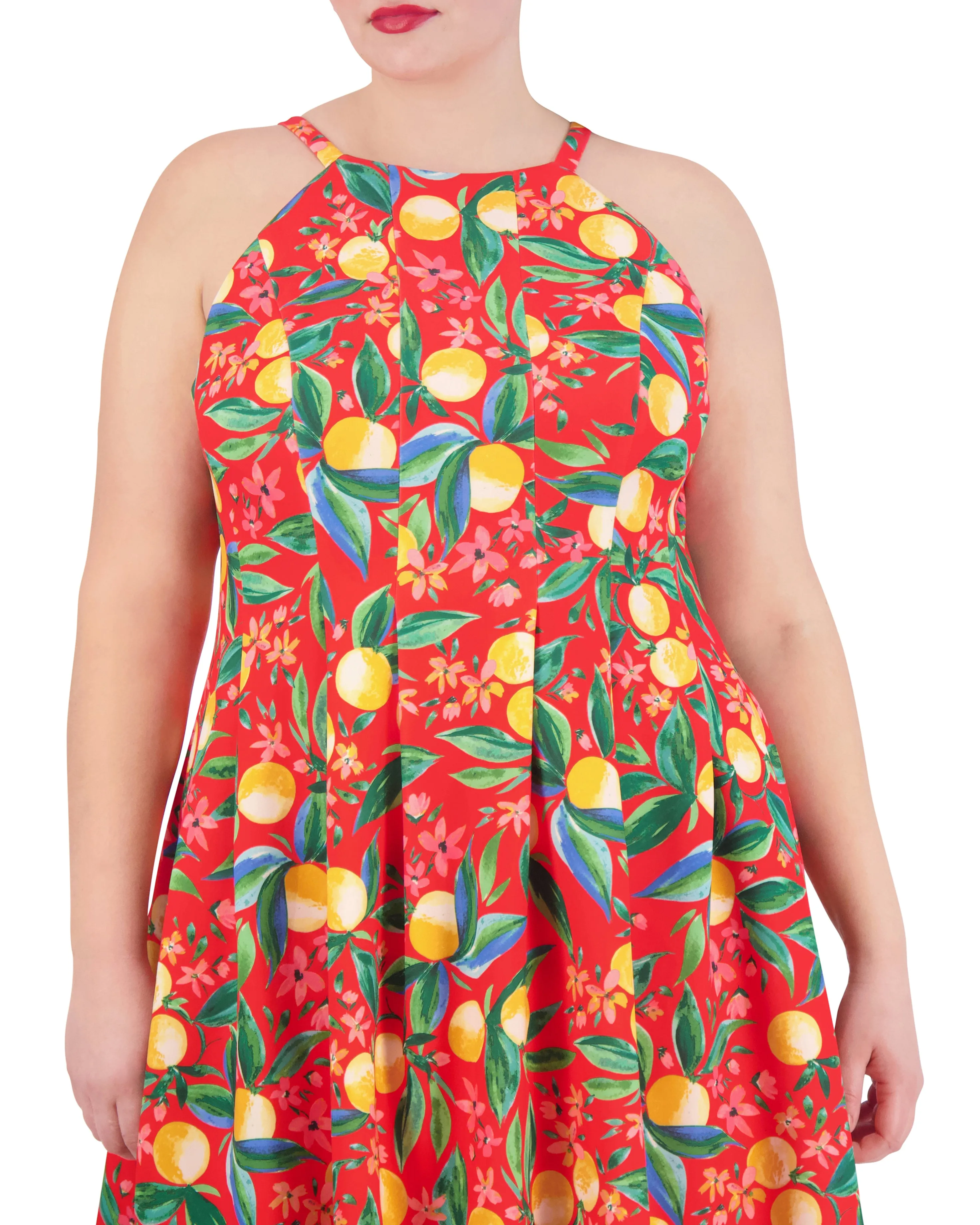 Plus-Size Printed Cutout Halter Dress