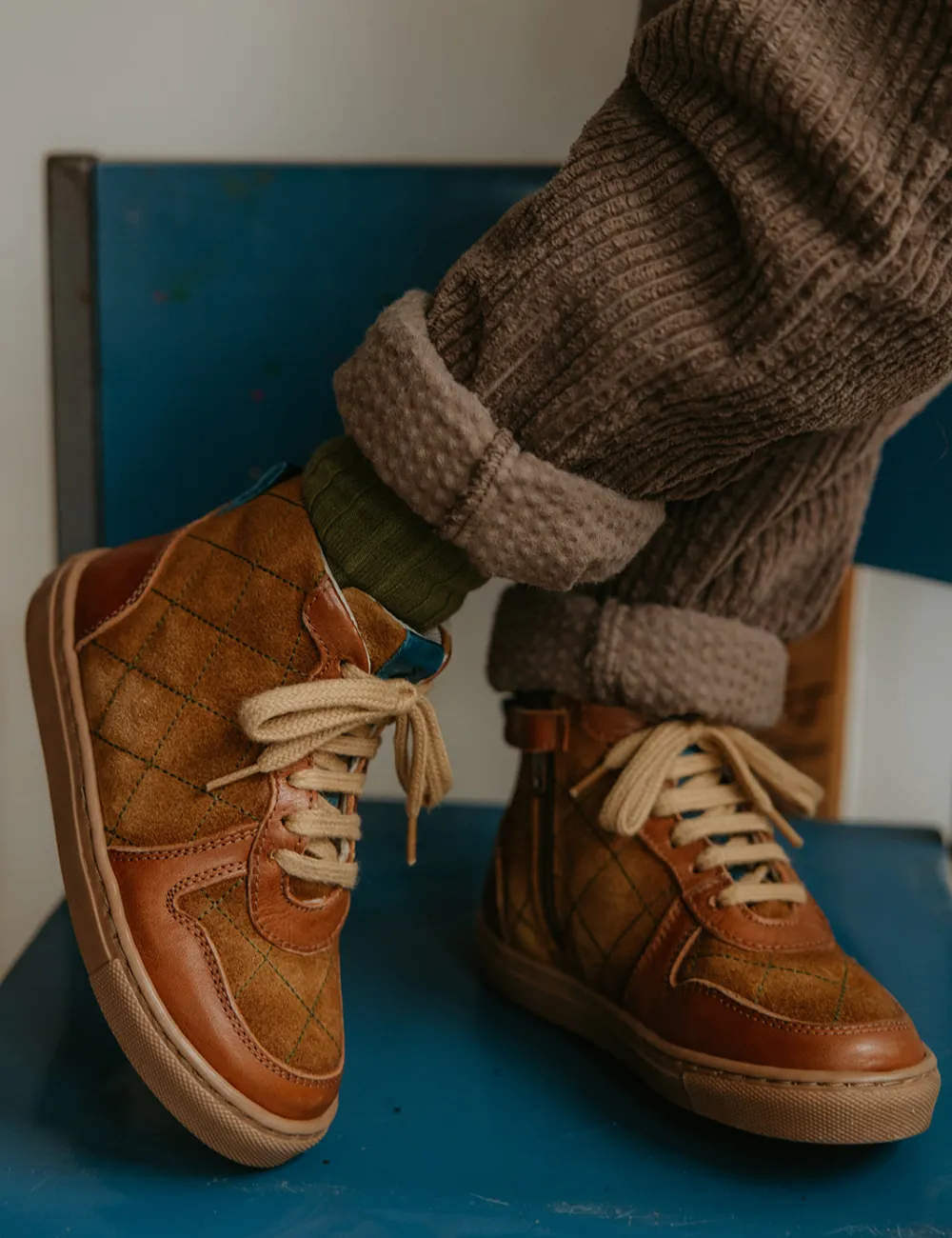 Quilted sneaker - Cognac