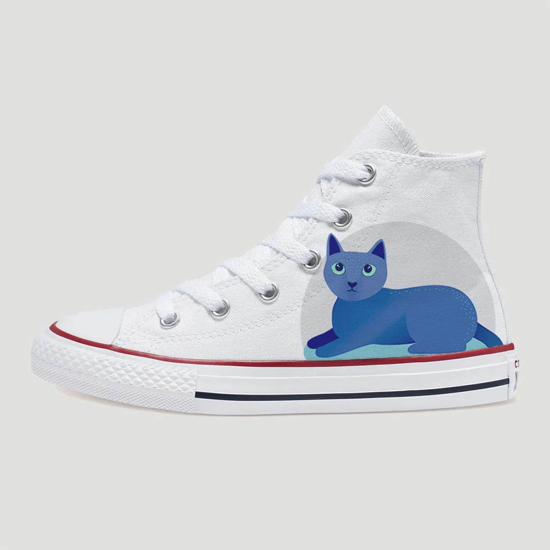 Russian Blue Kids Custom Converse Shoes