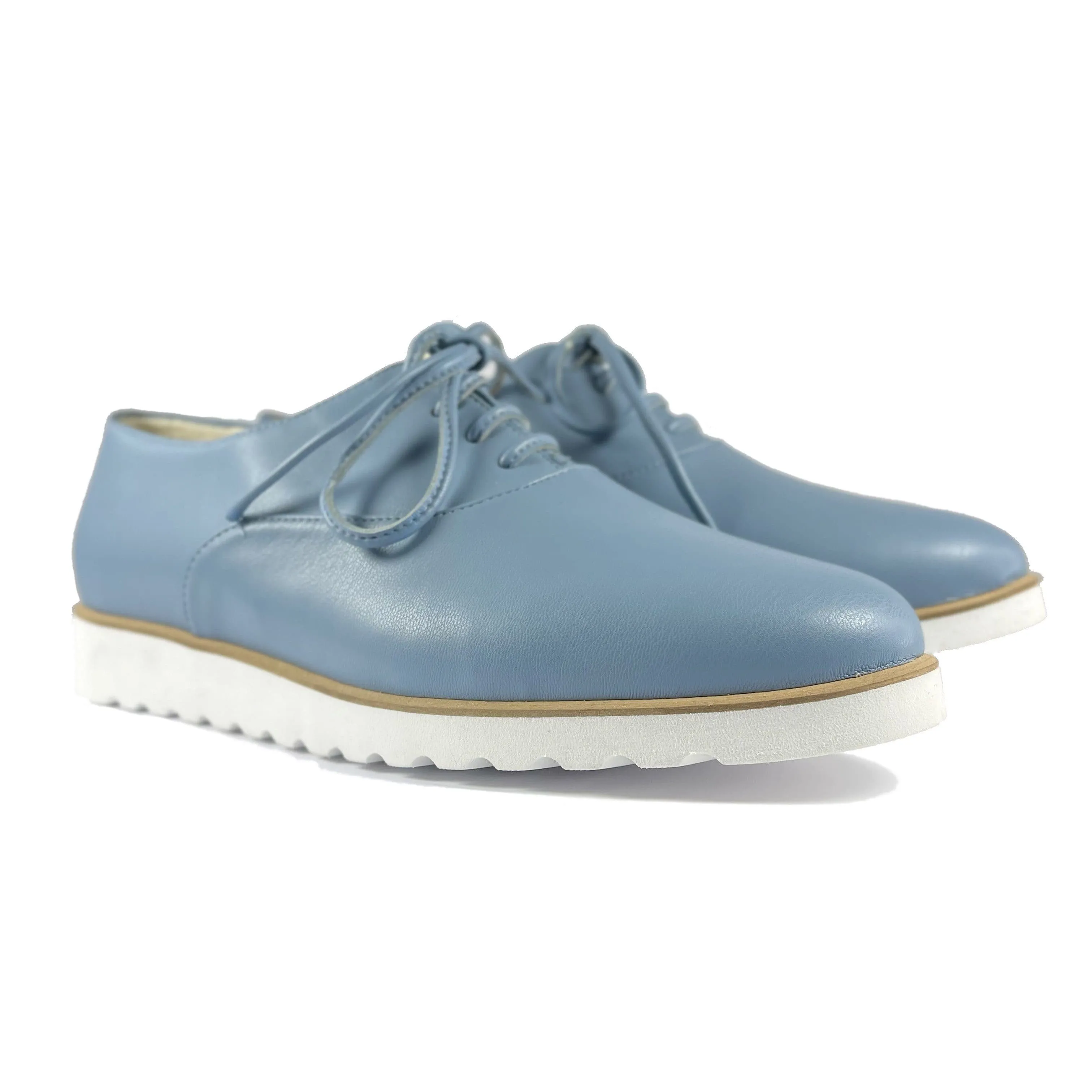 'Sarah' low-platform vegan oxford by Zette Shoes - light blue