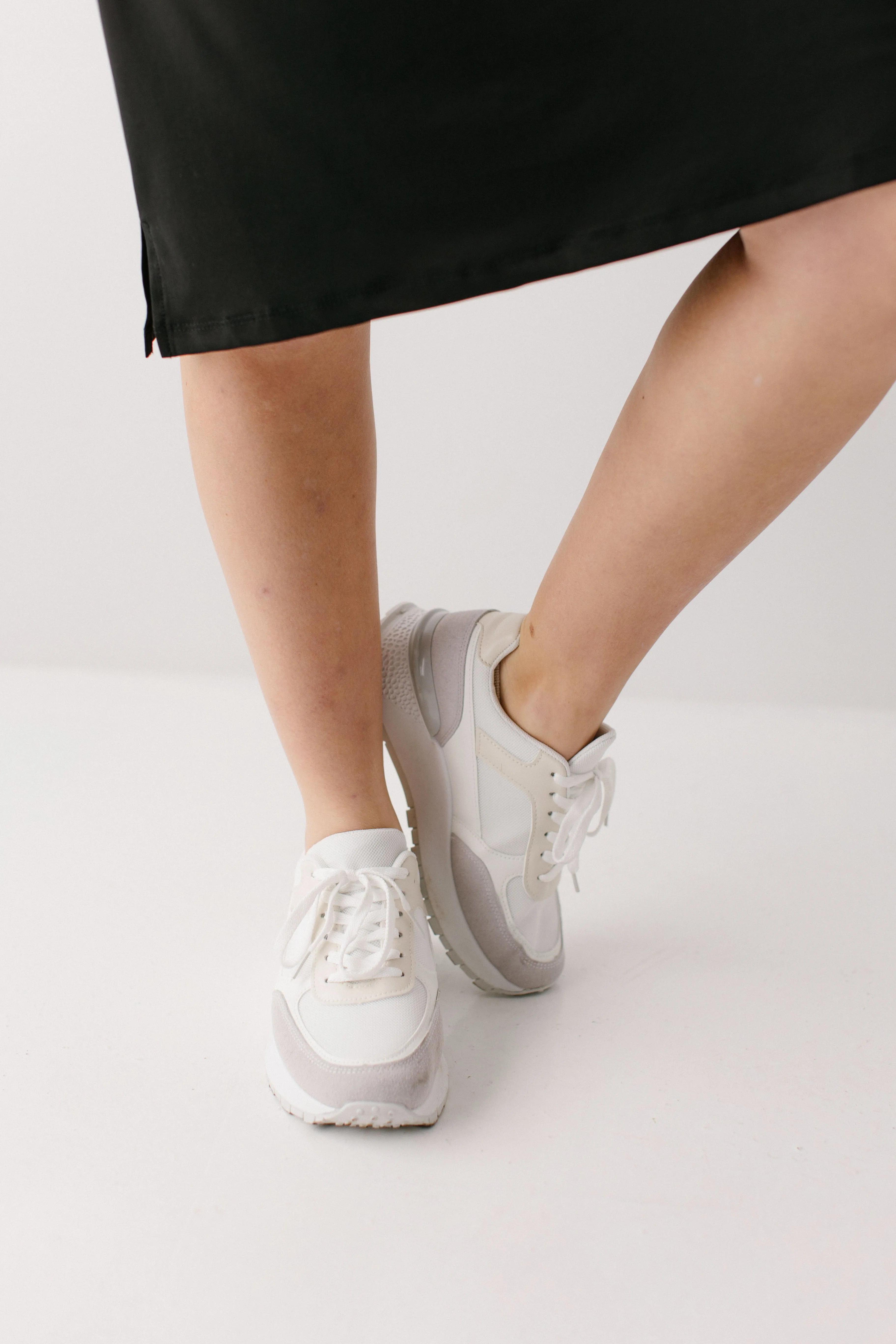 'Seattle' Lace Up Platform Sneakers in Multi White