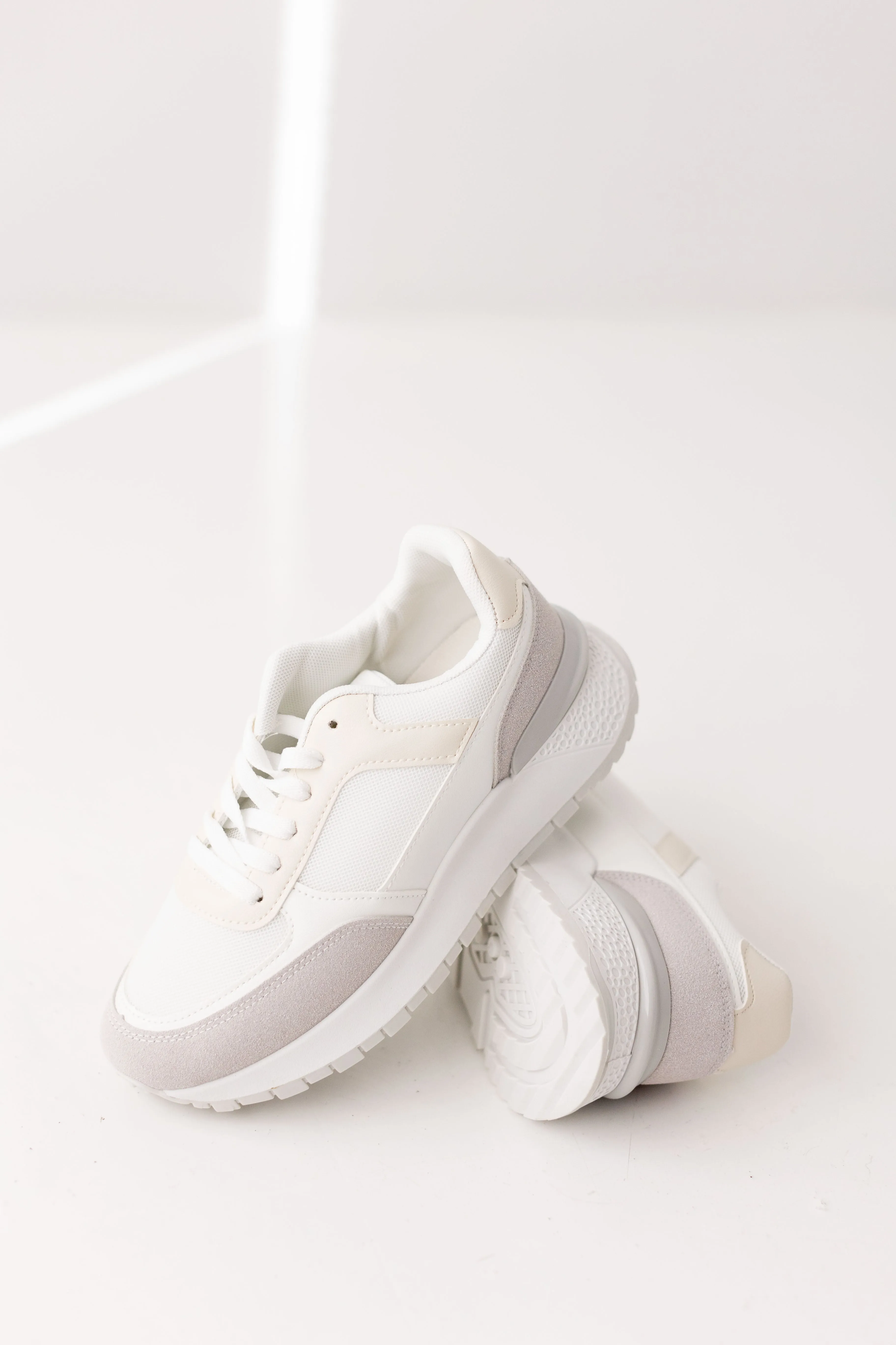 'Seattle' Lace Up Platform Sneakers in Multi White